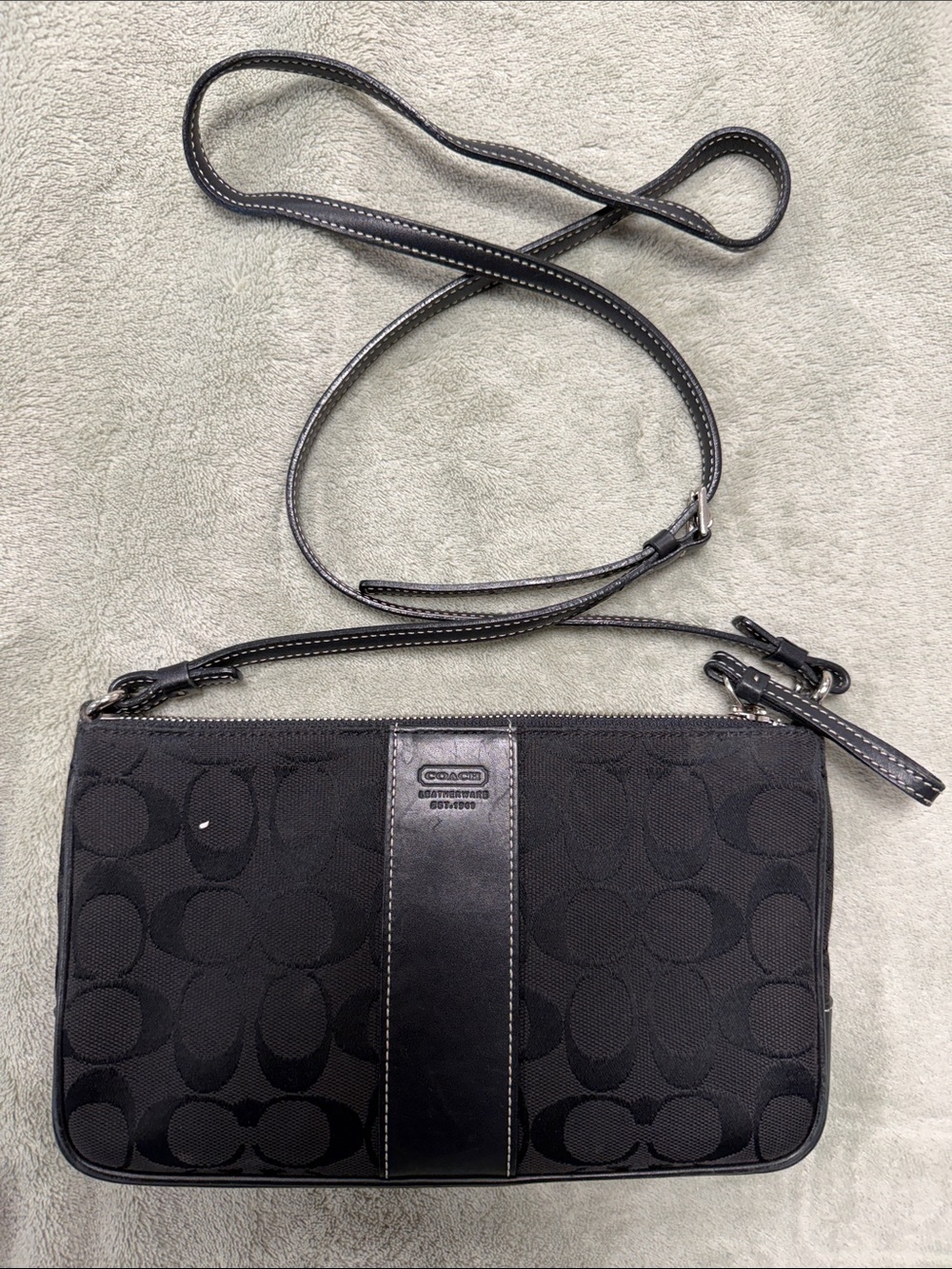 Y2K Coach Black Signature Monogram Crossbody Bag